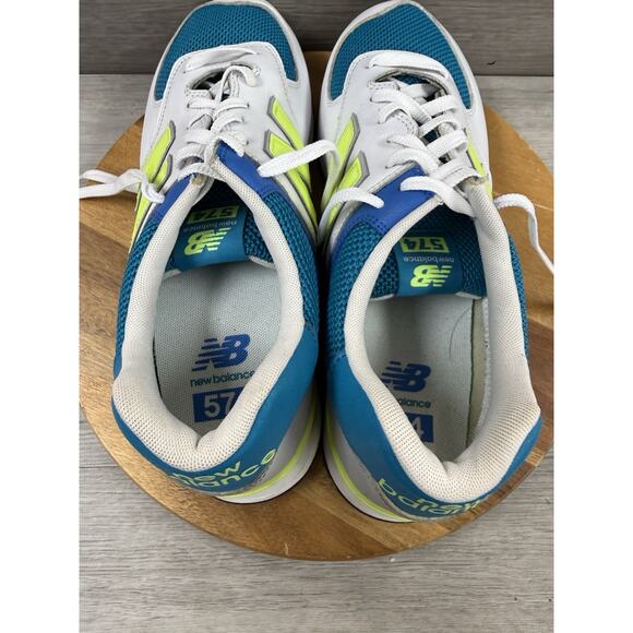 New Balance 574v2 Casual Sneakers, ML574PWB, Wht/Teal/Neon, Mens 13